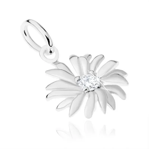 Strieborný 925 prívesok, kvietok, malý číry zirkón v strede
