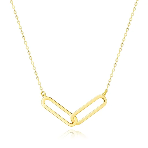 Náhrdelník v žltom 14K zlate - prepojené ploché očká podlhovastého tvaru