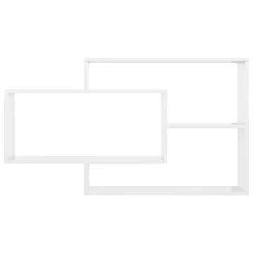 Nástenné police biele vysoký lesk 104 x 20 x 60 cm drevotrieska (800330)