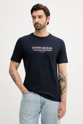 Bavlnené tričko Tommy Hilfiger pánske, tmavomodrá farba, s potlačou, MW0MW40324