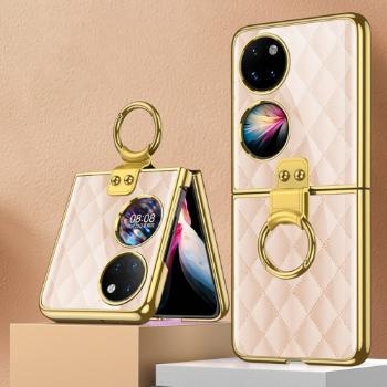 GKK GLASS Ochranný kryt s držiakom Huawei P50 Pocket PINK RHOMBUS