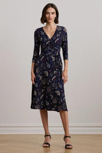 Šaty Lauren Ralph Lauren tmavomodrá farba, midi, áčkový strih, 250957701