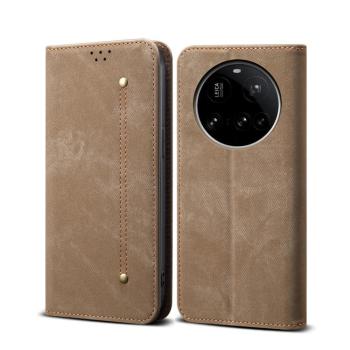 DENIM Peňaženkový kryt pre Xiaomi 15 Ultra šedohnedý