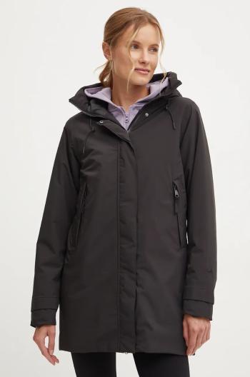 Bunda Helly Hansen VICTORIA INS MID RAIN dámska, čierna farba, prechodná, 54101