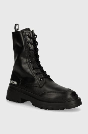 Kožené workery Love Moschino dámske, čierna farba, na plochom podpätku, JA24165G1LIA0000