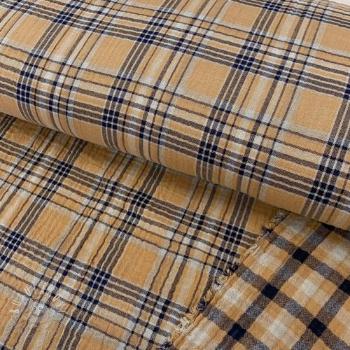 Dvojitá gázovina/mušelín Double sided CHECKS multicolour brown