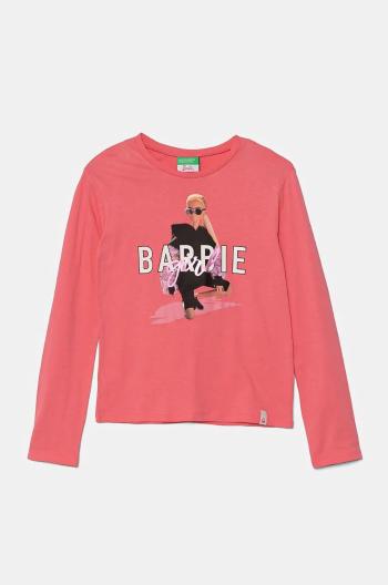 Detská bavlnená košeľa s dlhým rukávom United Colors of Benetton fialová farba, 3ATNC10ML