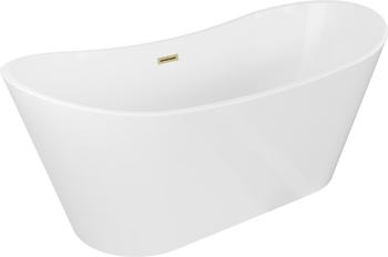 MEXEN/S - Montana vaňa voľne stojaca 180 x 80, biela, sifón a prepad zlatá kartáčovaná 52011808000-55