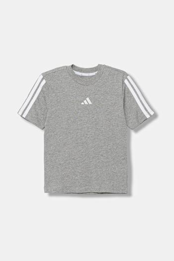 Detské bavlnené tričko adidas šedá farba, s nášivkou, JY4968