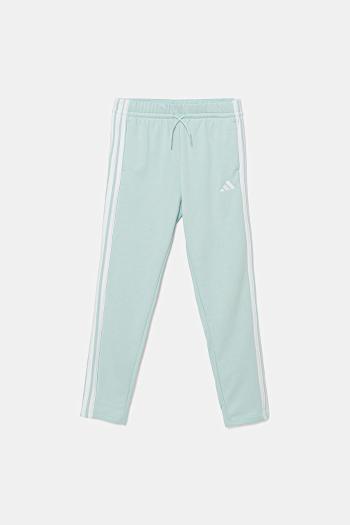 Detské tepláky adidas tyrkysová farba, s nášivkou, KB7304