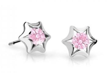 Cutie Jewellery Detské náušnice z bieleho zlata C2159-30-X-2 ružová