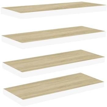 Shumee, plávajúce nástenné, 4 ks, dub a biele, 60 × 23,5 × 3,8 cm, MDF, 326578