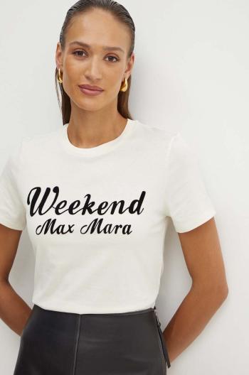 Bavlnené tričko Weekend Max Mara dámske, béžová farba, 2425976031600