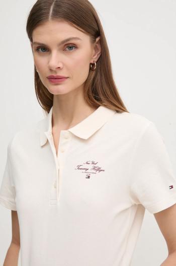 Polo tričko Tommy Hilfiger dámske, béžová farba, WW0WW43930