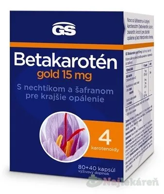 GS Betakarotén Gold 15 mg s nechtíkom a šafranom 80 + 40 120 kapsúl