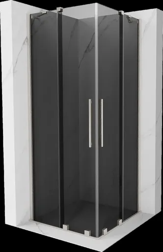 MEXEN/S - Velar Duo sprchovací kút, posuvné dvere 90 x 90, grafit, nikel kartáčovaný 871-090-090-42-97