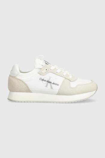 Tenisky Calvin Klein Jeans YW0YW00840 RUNNER SOCK LACEUP NY-LTH W béžová farba, YW0YW00840