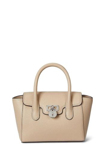 Kožená kabelka Lauren Ralph Lauren béžová farba, 431969349