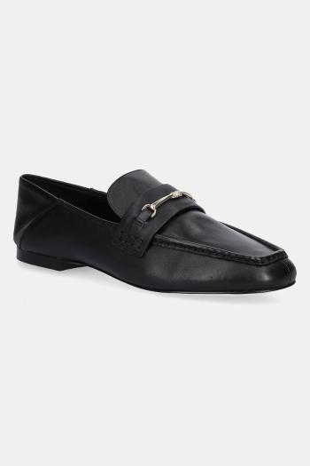 Kožené mokasíny MICHAEL Michael Kors Lena dámske, čierna farba, na plochom podpätku, 40R5LEFP1L.001