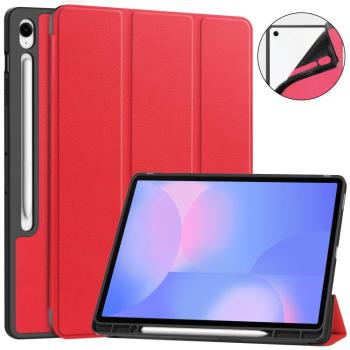 LEATHER Zaklápací kryt pre Samsung Galaxy Tab S10 FE+ červený