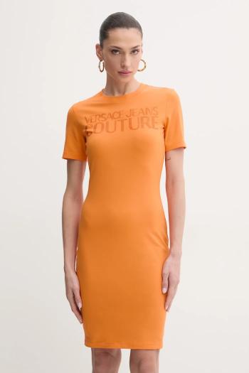 Šaty Versace Jeans Couture oranžová farba, mini, priliehavá, 78HAOS04 CJ01S