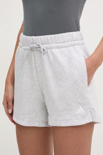 Šortky adidas Essentials dámske, šedá farba, melanžové, vysoký pás, JC5927