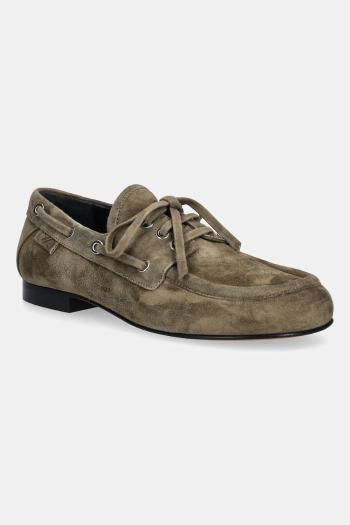 Semišové mokasíny Proenza Schouler Deck zelená farba, na plochom podpätku, SH253057