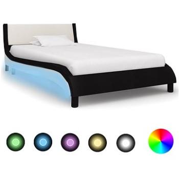 Shumee s LED svetlom čiernobiely umelá koža 90 × 200 cm, 280362