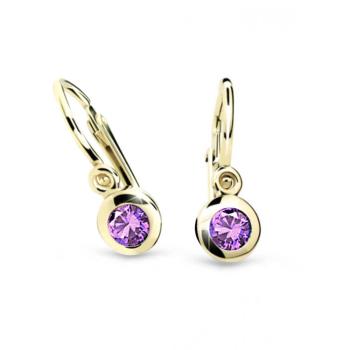 Cutie Jewellery Zlaté detské náušnice C1537-10-X-1 fialová