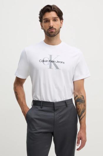 Bavlnené tričko Calvin Klein Jeans pánske, biela farba, s potlačou, 00040EM289