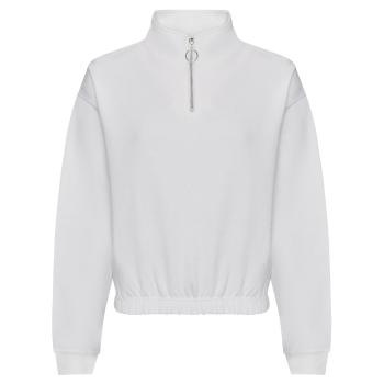 Just Hoods Dámska crop top mikina s krátkym zipsom - Arktická biela | L