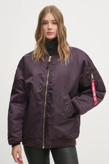 Bunda Alpha Industries MA-1 CORE WMN dámska, fialová farba, zimná, oversize