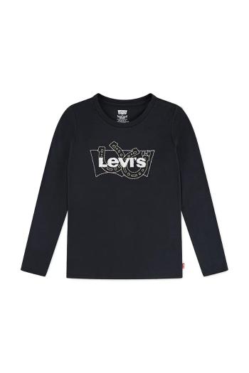 Detská bavlnená košeľa s dlhým rukávom Levi's LS BATWING FILL čierna farba, 4EN576