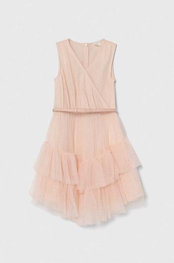 Dievčenské šaty Guess oranžová farba, mini, áčkový strih