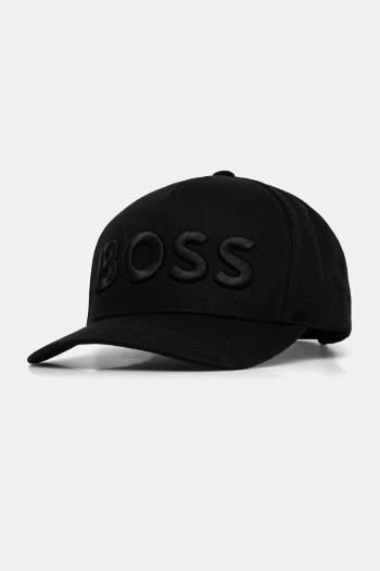 Bavlnená šiltovka BOSS čierna farba, s nášivkou, 50536482
