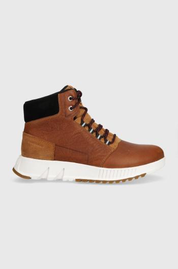 Kožená obuv Sorel MAC HILL LITE MID WP pánska, hnedá farba, 2048841286