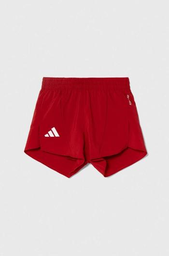Detské krátke nohavice adidas červená farba, s potlačou, nastaviteľný pás