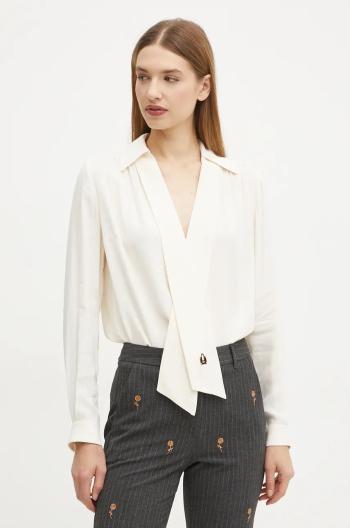 Blúzka Elisabetta Franchi dámska, béžová farba, jednofarebná, CA02341E2 NORBLIN