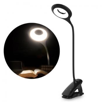 MG Reading LED lampa s klipom + kábel micro USB, čierna