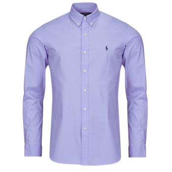 Polo Ralph Lauren  CHEMISE AJUSTEE SLIM FIT EN POPELINE UNIE  Košele s dlhým rukávom Modrá