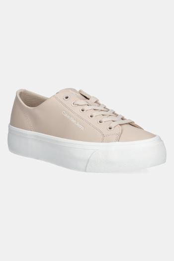 Tenisky Calvin Klein Jeans VULC FLATFORM LOW MG LTH ružová farba, YW0YW01771