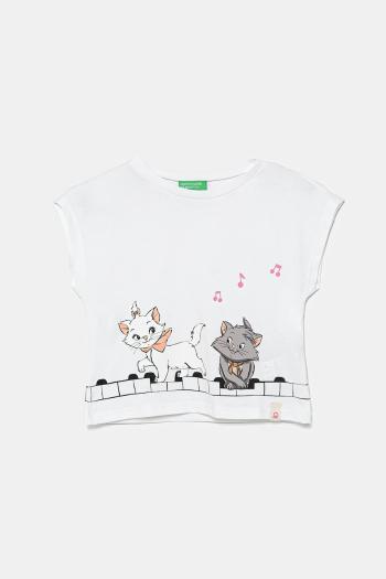 Detské bavlnené tričko United Colors of Benetton biela farba, 3JERG10JC