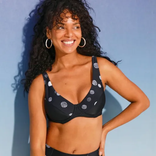 Plavková trojuholníková podprsenka Davao s bodkovanou potlačou a flexi kosticami