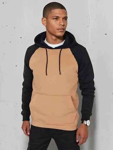 Pánska základná mikina s kapucňou, camel Dstreet BX5891