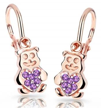 Cutie Jewellery Detské náušnice z ružového zlata Medvedíky C2751-10-X-4 fialová