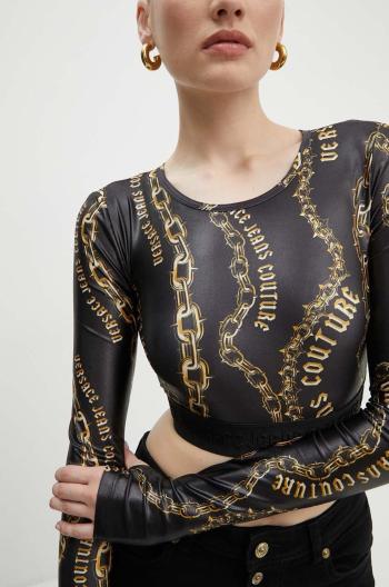 Tričko s dlhým rukávom Versace Jeans Couture dámsky, čierna farba, 77HAH218 JS417