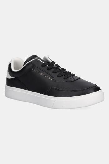 Kožené tenisky Tommy Hilfiger CASUAL CUPSOLE SNEAKER čierna farba, FW0FW08689