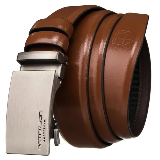 Hnedý pánsky kožený opasok s automatickou prackou - Peterson