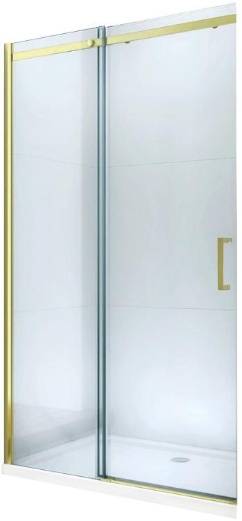 MEXEN - OMEGA posuvné dvere 100x190 cm 8 mm zlatá, transparent so sadou pre niku 825-100-000-50-00