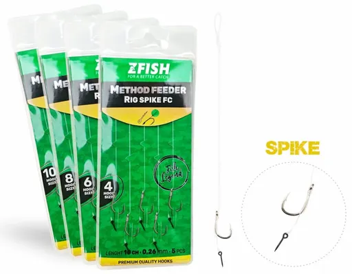 Zfish náväzec method feeder rig spike fc 10 cm 5 ks - veľkosť háčika 10